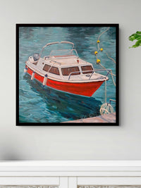 "Emerald Sea, Scarlet Hull" Original Painting