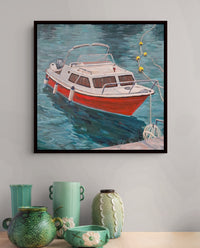 "Emerald Sea, Scarlet Hull" Original Painting