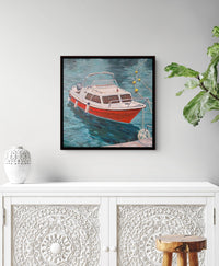 "Emerald Sea, Scarlet Hull" Original Painting