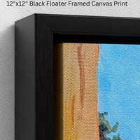 Corner close-up of framed canvas print "Orange Creamsicle House" by Artglober.