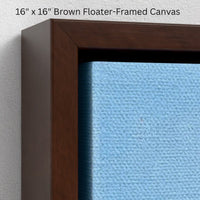 Close-up of quality brown floater-framed canvas print of Club Nautico by Artglober.