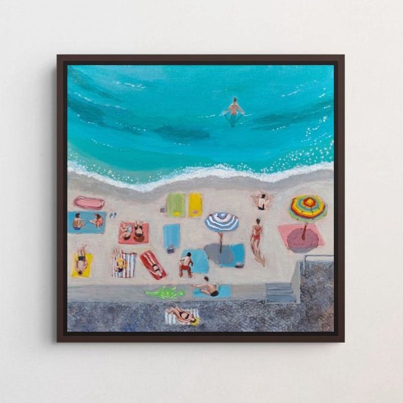 Whimsical framed canvas fine art print of Day at the Beach by Artglober