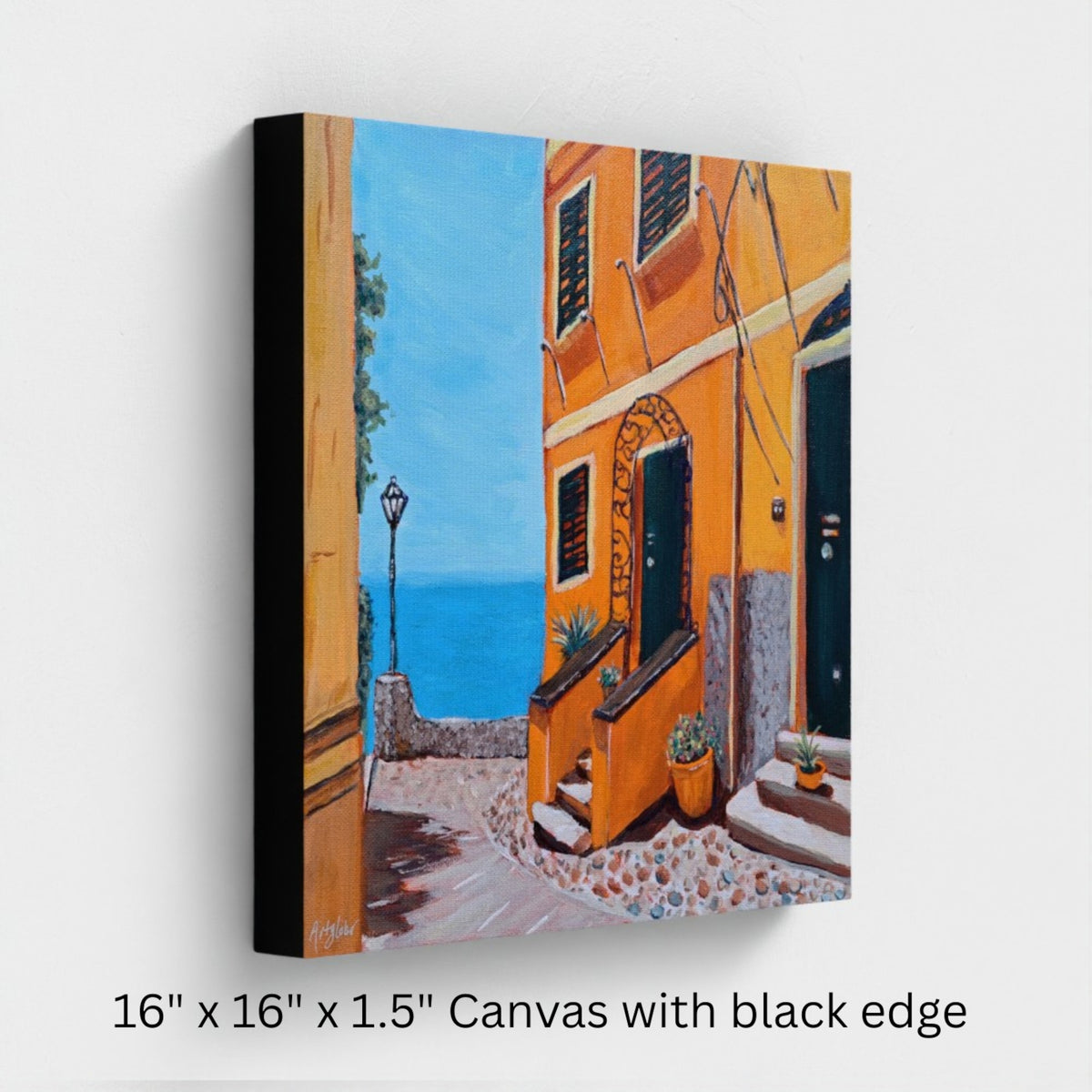 Mediterranean canvas wall art print "Orange Creamsicle House" by Artglober.