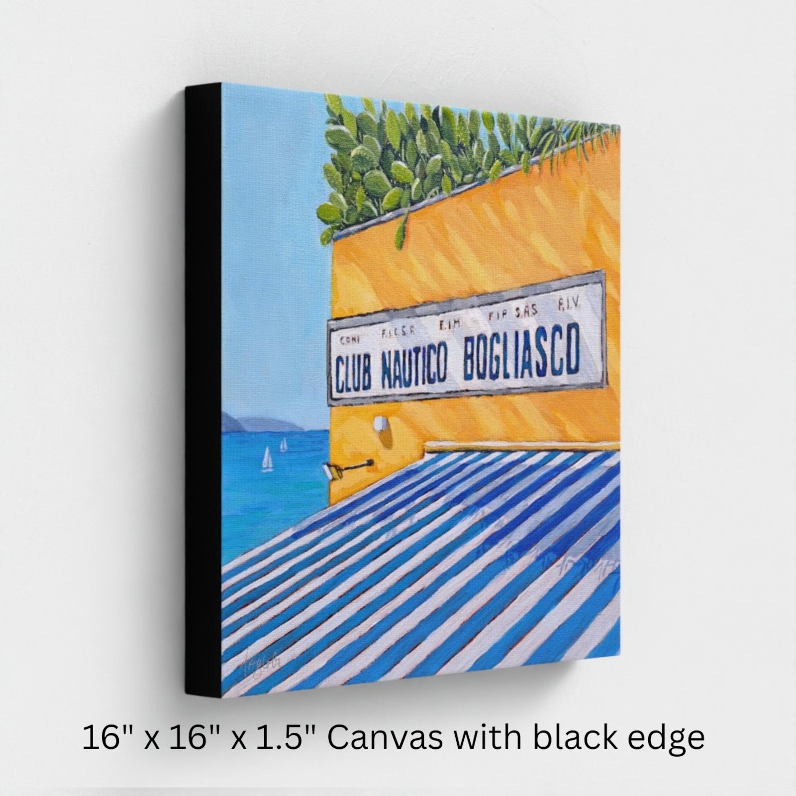 Colorful gallery wrapped canvas wall art print of Club Nautico by Artglober